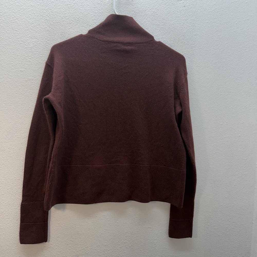EVERLANE Brown 100% Cashmere Mock Neck Boxy Sweater SZ XXS Minimalist Academia - Picture 2 of 5
